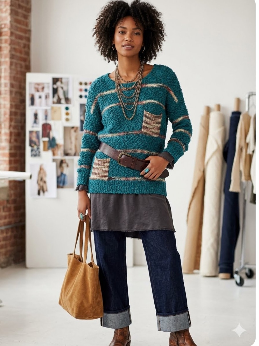 Tulip Cottagecore Textured Knit Sweater Pockets Striped Grannycore Sz Small